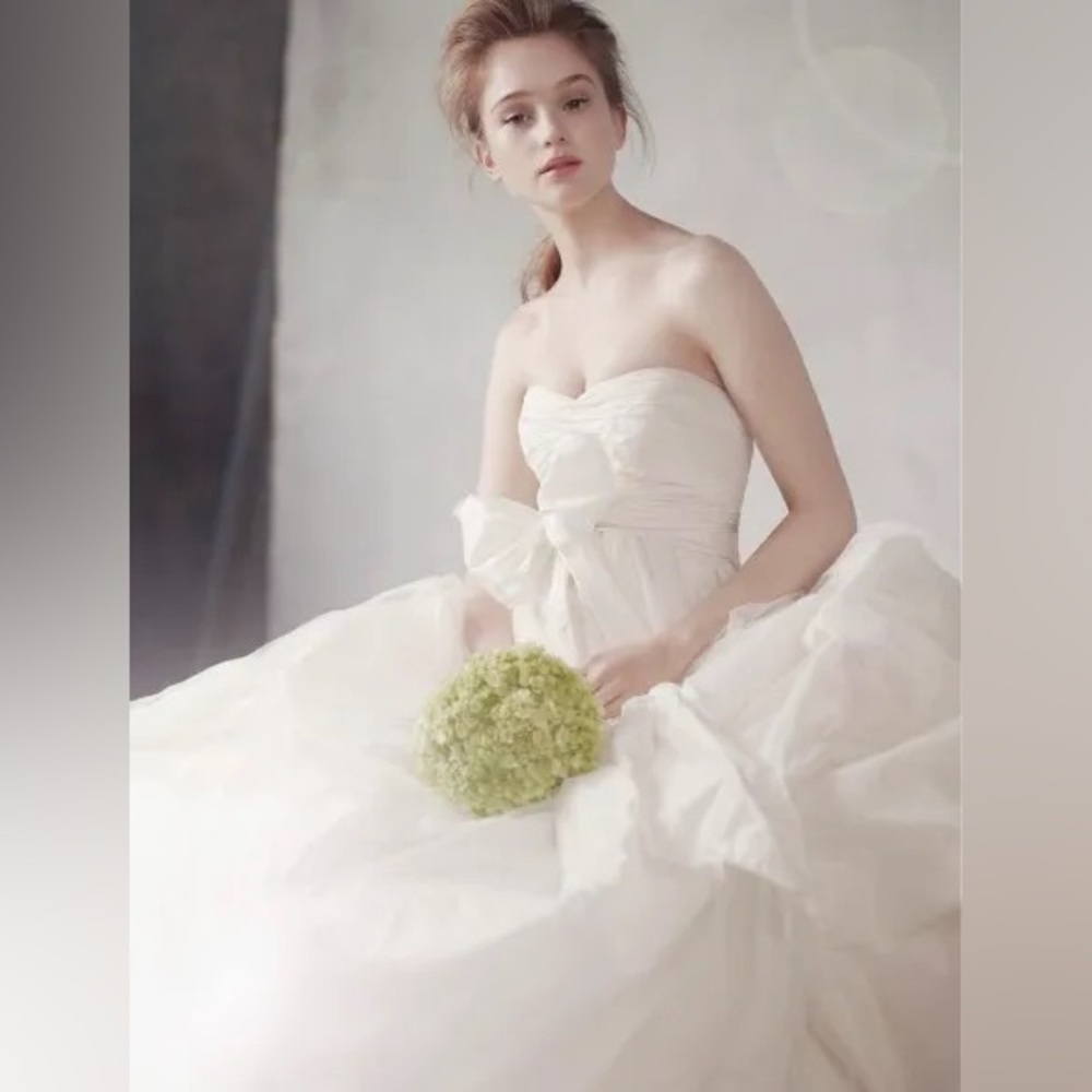 Vera Wang Ivory Empire waist gown with bias cut banded bodice dress